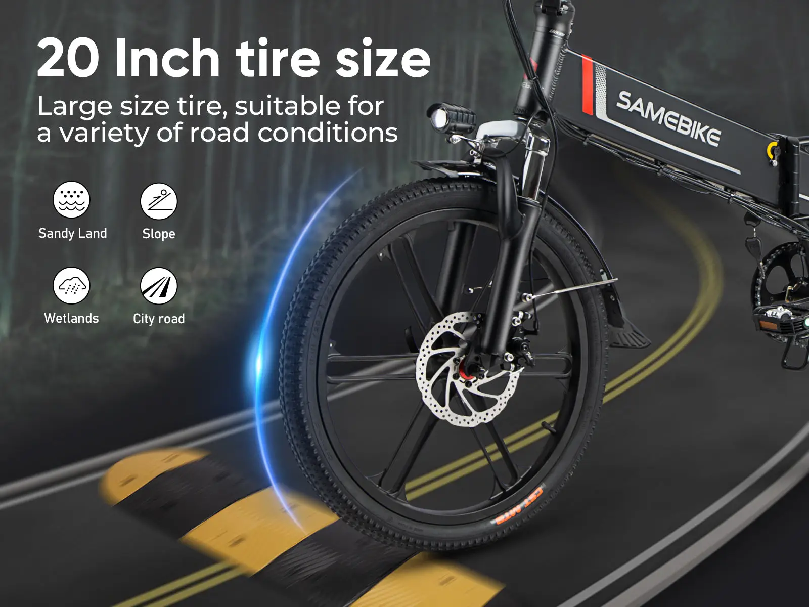SAMEBIKE 20LVXD30-II – skladací elektrobicykel – produktová fotografia 13
