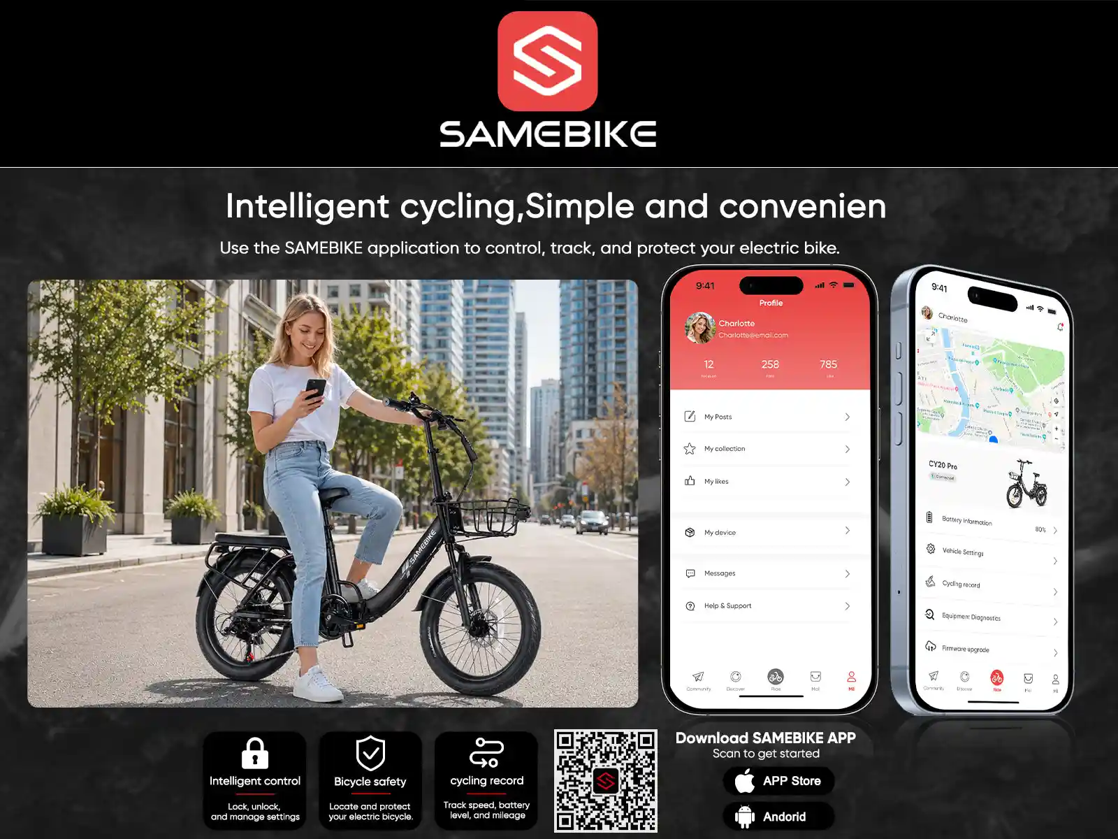 SAMEBIKE CY20 Pro – skladací fatbike elektrobicykel – produktová fotografia 8