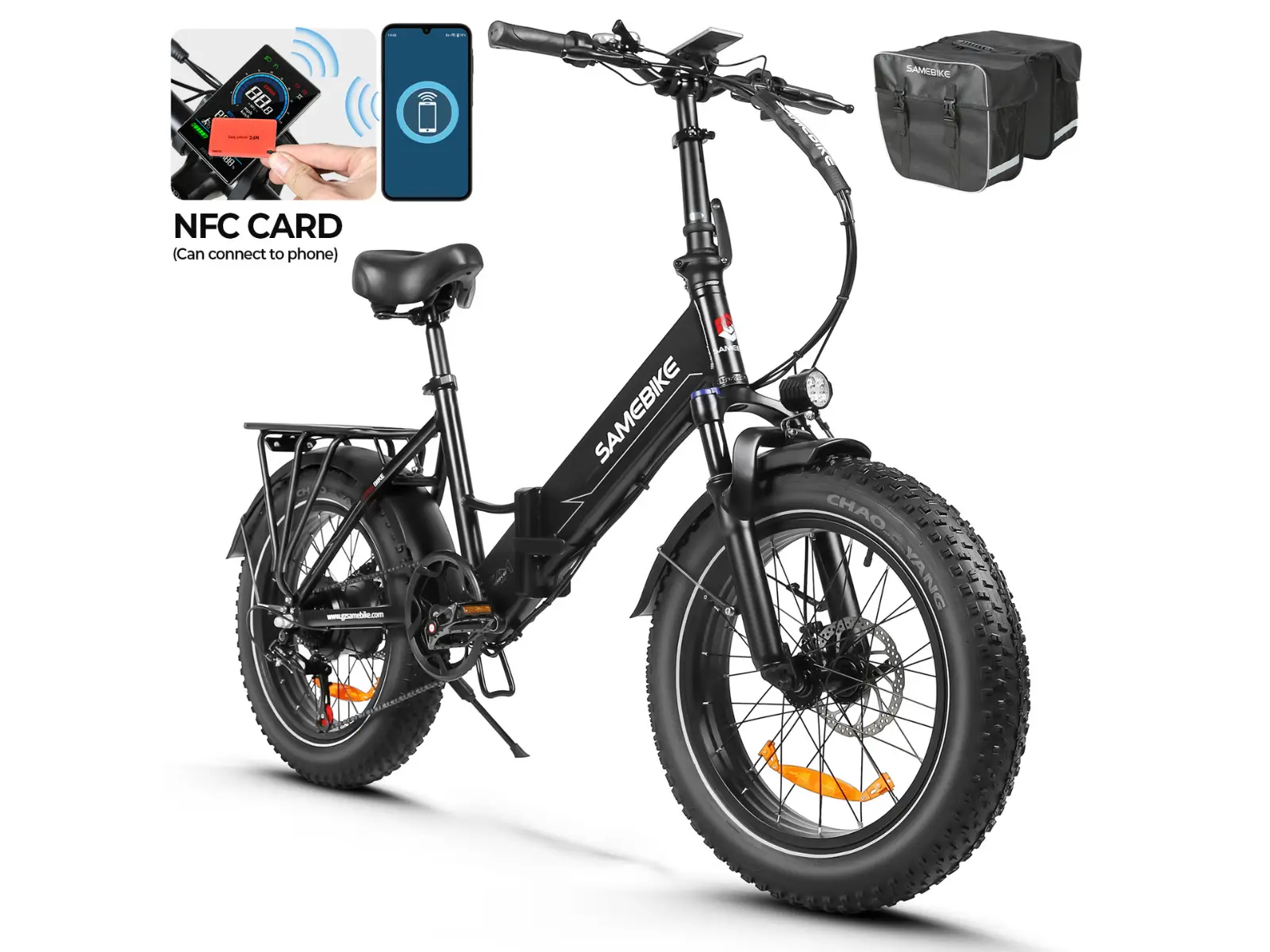 SAMEBIKE LOTDM200-II – skladací fatbike elektrobicykel – Čierna