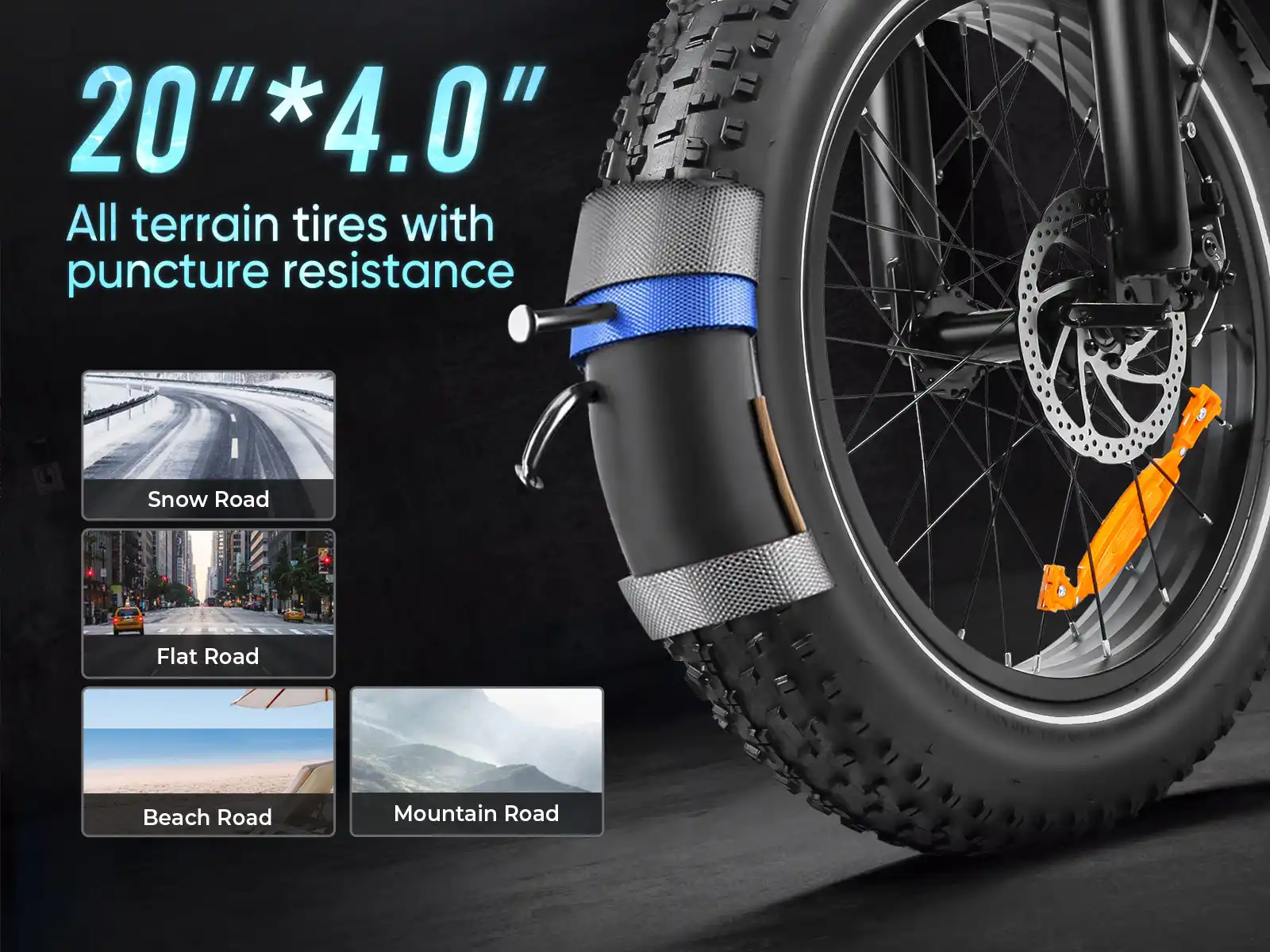 SAMEBIKE LOTDM200-II – skladací fatbike elektrobicykel – produktová fotografia 10