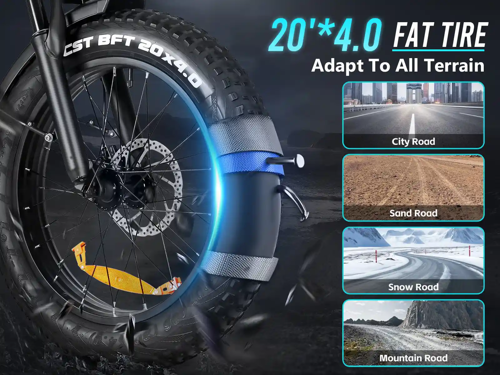 SAMEBIKE RS-A02 Pro – skladací fatbike elektrobicykel – produktová fotografia 17