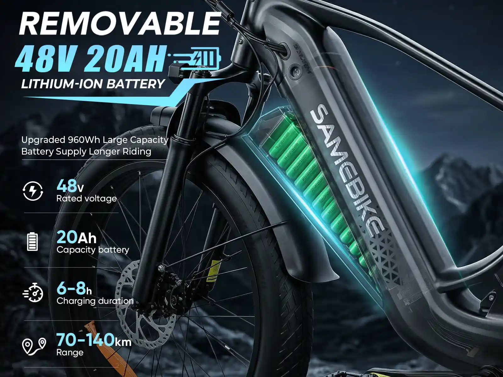SAMEBIKE STORM – fatbike elektrobicykel – produktová fotografia 10