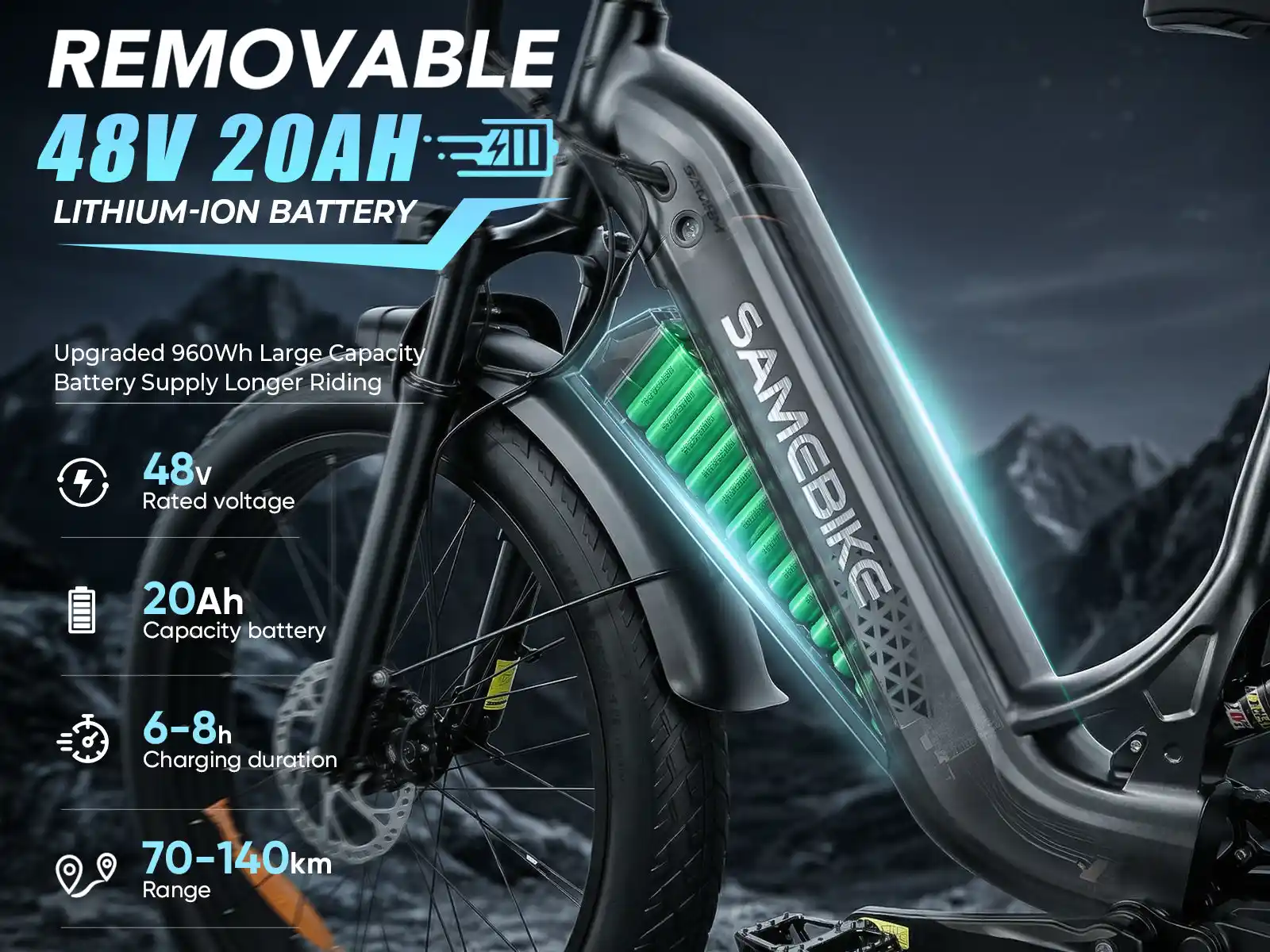 SAMEBIKE CREST – fatbike elektrobicykel – produktová fotografia 13