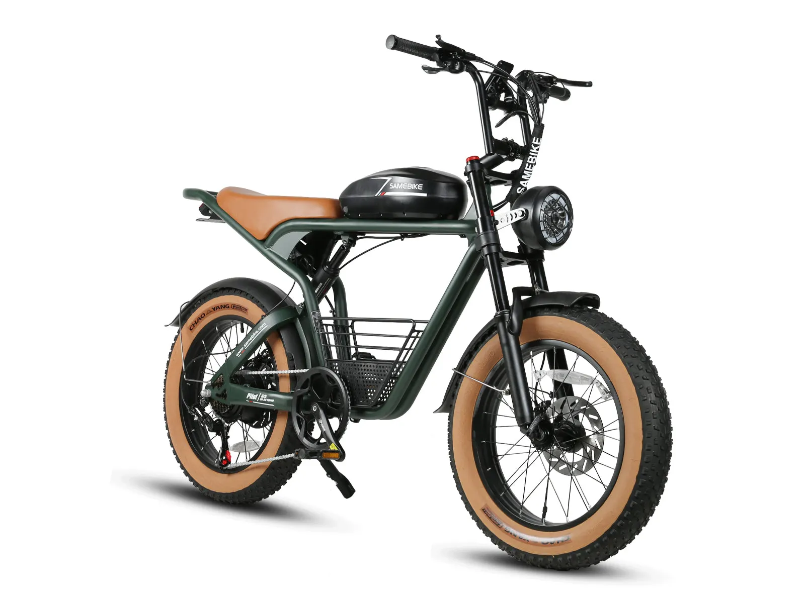 SAMEBIKE M20 – retro fatbike elektrobicykel – produktová fotografia 3