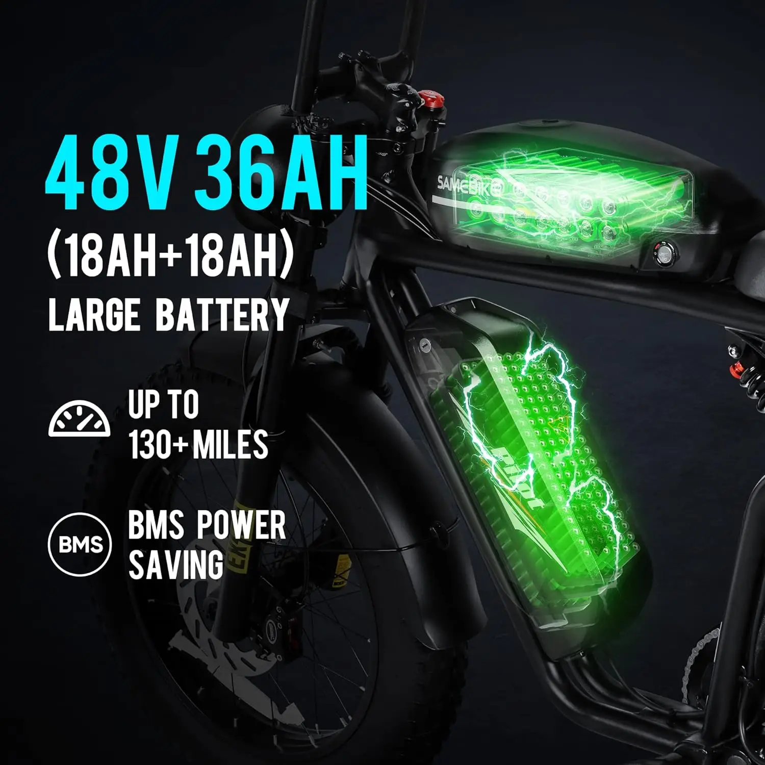 SAMEBIKE M20-III – retro fatbike elektrobicykel – produktová fotografia 10